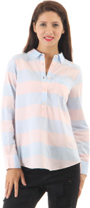 Vero Moda Women's Striped Casual Light Blue Shirt