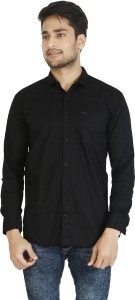 Awack Men's Solid Casual Black Shirt