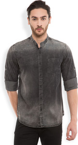 Locomotive Men's Solid Casual Black Shirt