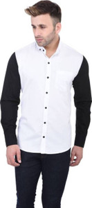 Fashion On Sky Men's Solid Casual White, Black Shirt