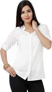 eavan women solid casual white shirt EA1302