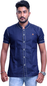 PP Shirts Men's Solid Party Denim Blue Shirt