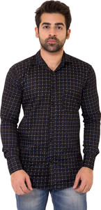 Lime Time Men's Printed Casual Black Shirt