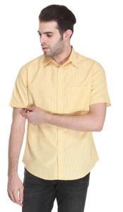 Reevolution Men's Checkered Casual Yellow, White Shirt