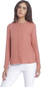 vero moda women solid casual pink shirt 1818770-Desert Sand