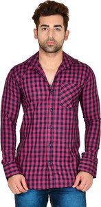 LIME TIME Men's Checkered Casual Purple Shirt