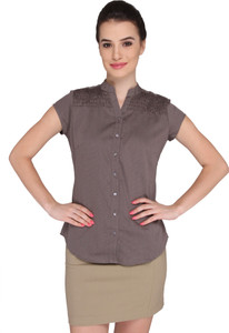 Bombay High Women's Solid Formal Black Shirt
