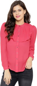 Sassafras Women's Solid Casual Pink Shirt