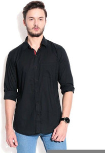 Street Junkies Men's Solid Casual Black Shirt