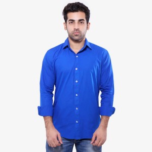 Elepants Men's Solid Casual Blue Shirt