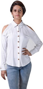 ISTRI Women's Solid Casual White Shirt