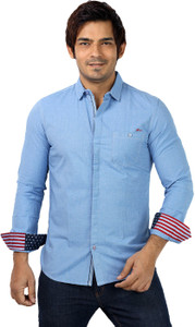 SHADE-45 Men's Solid Casual Light Blue Shirt