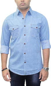 Southbay Men's Solid Casual Denim Blue, Dark Blue Shirt