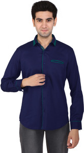 R'Squarre Men's Solid Casual Blue Shirt