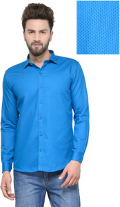 Being Fab Men's Polka Print Casual Light Blue Shirt