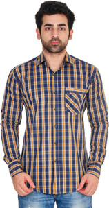 Lime Time Men's Checkered Casual Blue Shirt