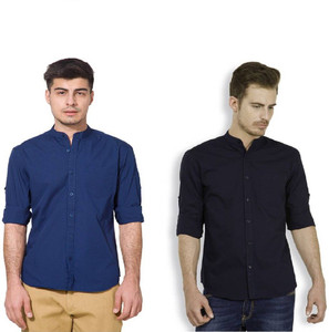 Urbano Fashion Men's Solid Casual Blue, Dark Blue Shirt