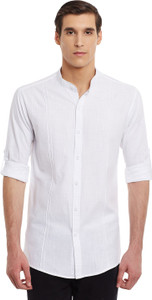 Wild Hunk Men's Solid Casual White Shirt