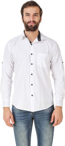 AARAYI Men's Solid Casual White Shirt