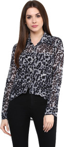 Mayra Women's Printed Party Black Shirt