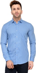 Being Fab Men's Checkered Casual Blue Shirt