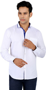 R'Squarre Men's Solid Casual Linen White Shirt