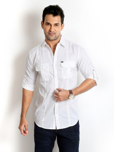Rodid Men's Solid Casual White Shirt