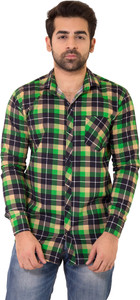 Lime Time Men's Checkered Casual Green Shirt