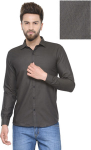 Being Fab Men's Polka Print Casual Black Shirt