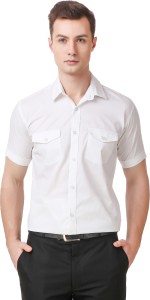 Elepants Men's Solid Casual White Shirt