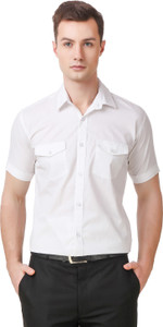 Elepants Men's Solid Casual White Shirt