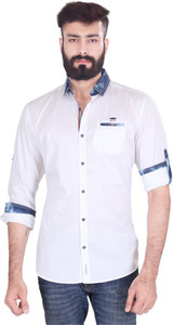 Vintage Soul Men's Solid Casual White Shirt