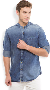 Locomotive Men's Solid Casual Dark Blue Shirt