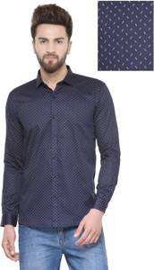 Being Fab Men's Printed Casual Dark Blue Shirt