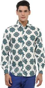 Oxolloxo Men's Printed Casual White Shirt