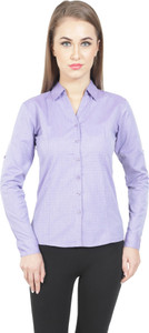 Protzen Women's Polka Print Formal Purple Shirt