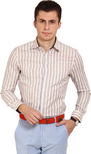 Brooklyn Blues Men's Striped Casual Multicolor Shirt