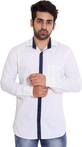 Lime Time Men's Printed Casual White Shirt