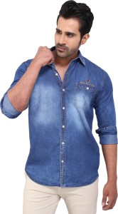 Bombay Casual Jeans Men's Solid Casual Denim Blue Shirt