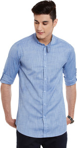 Wild Hunk Men's Solid Casual Light Blue Shirt