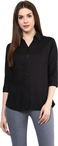 Mayra Women's Solid Party Black Shirt