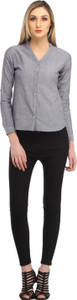 Cation Women's Solid Casual Grey Shirt