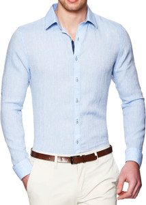 Bombay Casual Jeans Men's Solid Casual Light Blue Shirt