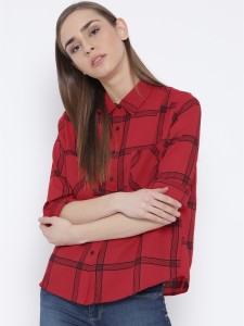 Silly People Women's Printed Casual Red Shirt
