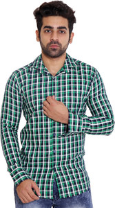 Lime Time Men's Checkered Casual Green Shirt