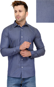 Being Fab Men's Geometric Print Casual Blue Shirt