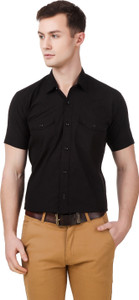 Elepants Men's Solid Casual Black Shirt