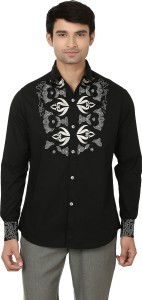 Reevolution Men's Embroidered Casual Black Shirt