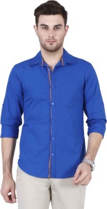 Ojass Men's Solid Casual Blue Shirt