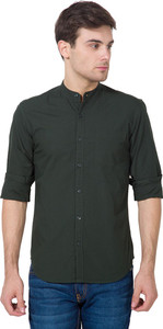 Highlander Men's Solid Casual Green Shirt